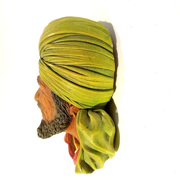 Vintage Bosson's England Chalkware Head Wall Art "Punjabi" 1964 Folk Art UK - Picture 5 of 9